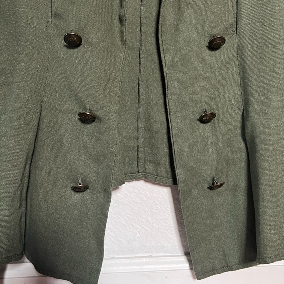 Free people cinched waist button detail olive army green linen blazer size xs - Picture 10 of 16
